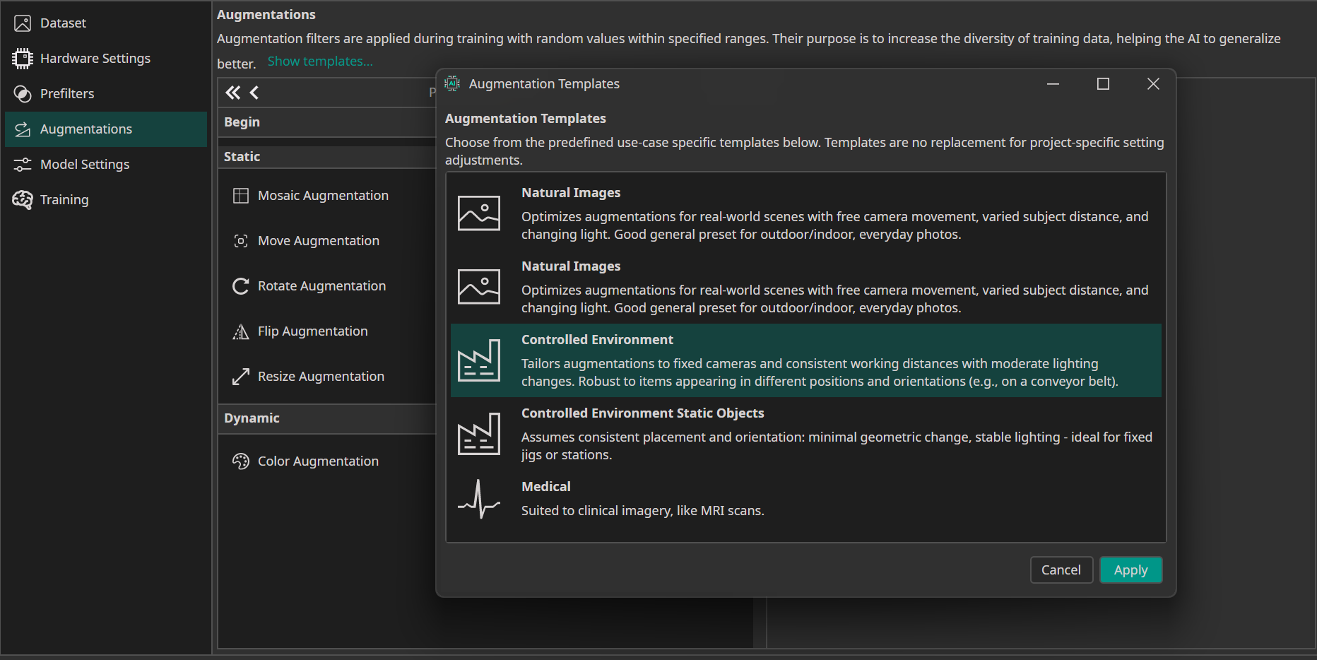 Augmentation Settings