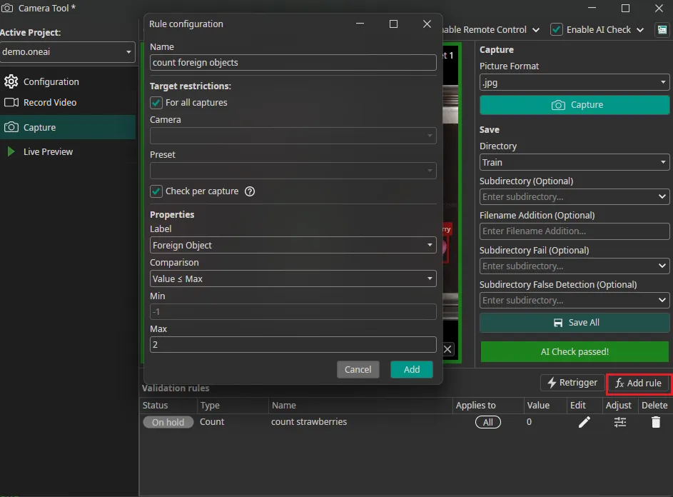 capture AI check rules