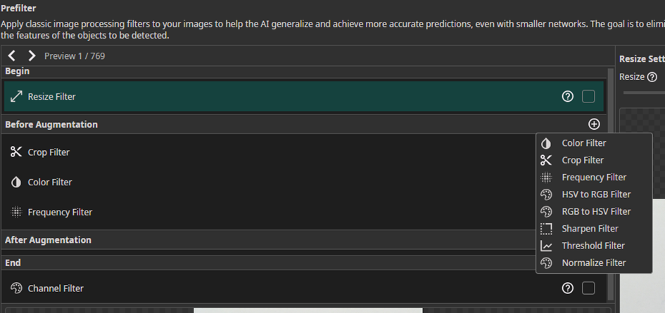 Prefilter View