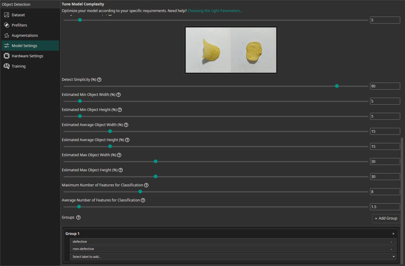 Model Settings Input