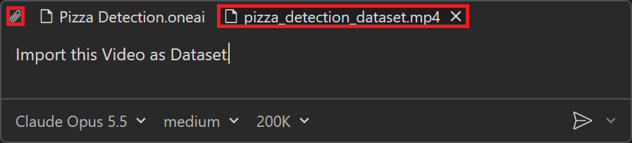 Selecting a file to attach in ONE WARE Studio chat